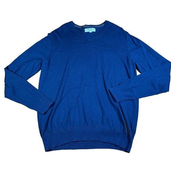 Hawker Rye‎ Sweater Mens Size Large Navy Blue 95% Cotton 5% Cashmere Crew Neck - Picture 2 of 8